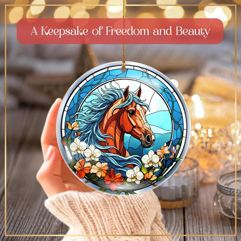 Hutato Horse Christmas Ornament - Horse Decor for Home, Handmade Christmas Tree Ornament, Acrylic Hanging Decoration, Holiday Keepsake, Gifts for Horses Lovers Girls, Bestfriend, Animal Lovers - Image 2